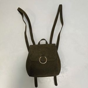 Forever 21 - Army Suede Green Mini Backpack with Gold Ring Closure
